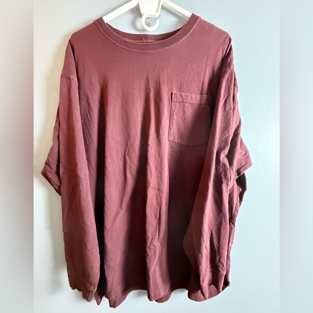 Carhartt Long Sleeve Pocket Tee Mens Sz 2X Maroon Original Fit 100% Cotton